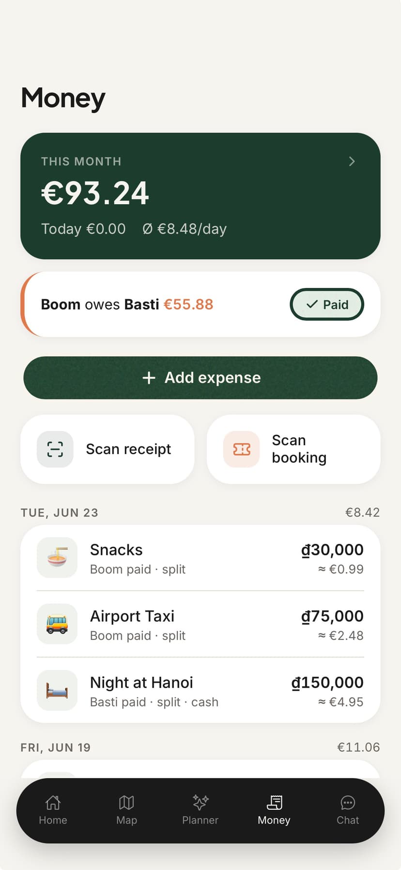 ONVA expense splitting for couples