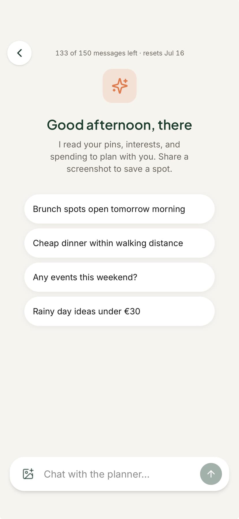 ONVA AI travel planner with shareable itinerary and map pins