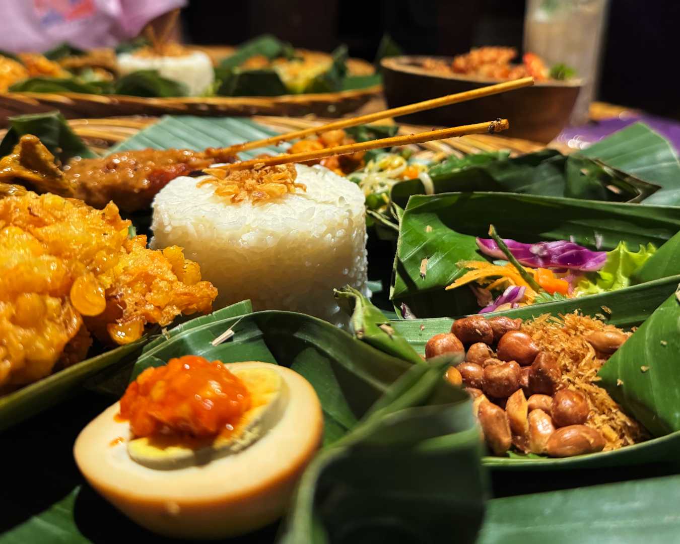 Traditional Balinese warung meal in Ubud Bali